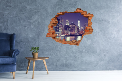 Wandtattoos 3D Optik Loch New Yorker Skyline bei Nacht