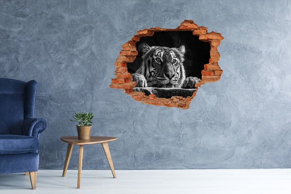 Wandtattoos 3D Optik Loch Tiger in einem Loch in der Wand