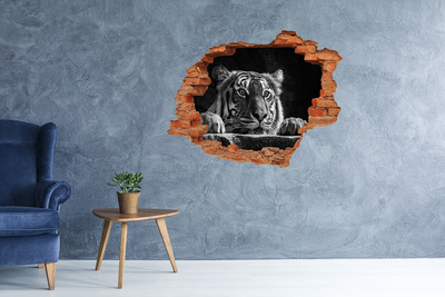 Wandtattoos 3D Optik Loch Tiger in einem Loch in der Wand