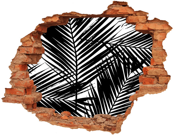 Wandtattoos 3D Optik Loch Tropische Blätter in einem Loch in der Wand