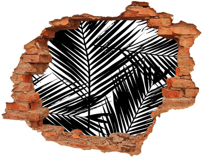 Wandtattoos 3D Optik Loch Tropische Blätter in einem Loch in der Wand