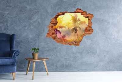 Wandtattoos 3D Optik Loch Tropische Oase hinter der Mauer