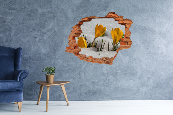 Wandtattoos Loch in der Wand Frühlingsblumen im Schnee