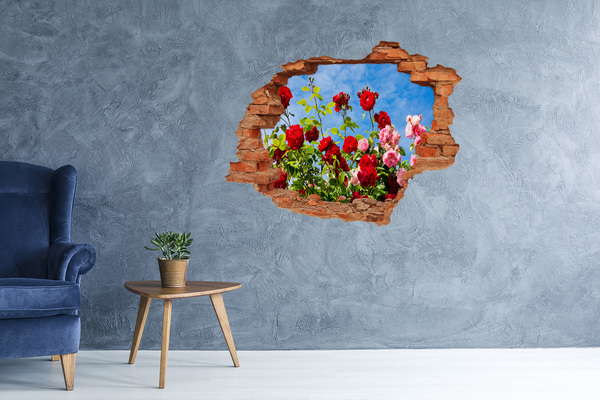 Wandbilder 3D Mauerdurchbruch Blumen in der Sonne