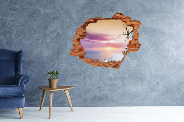 Wandbilder 3D Mauerdurchbruch Blick auf die griechische Insel