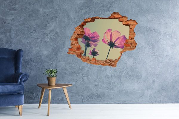 3D Loch Aufkleber Blumen durch ein Loch in der Wand
