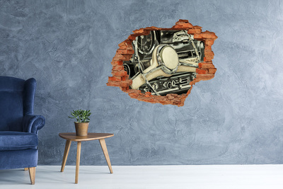 Wandtattoos 3D Optik Loch Das stilvolle Cockpit eines Oldtimers