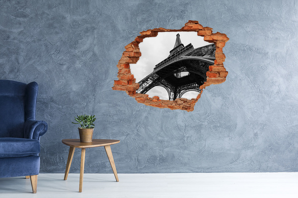 Wandbilder 3D Mauerdurchbruch Der Eiffelturm in monochromer Umgebung