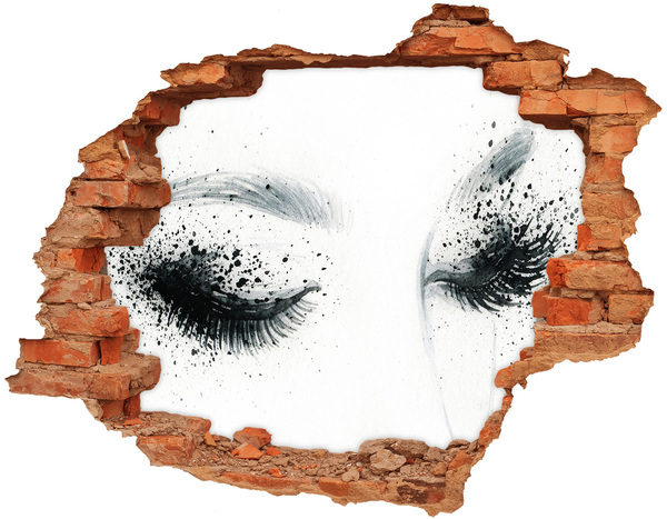 Wandtattoos 3D Optik Loch Geschlossene Augen in einem Loch in der Wand