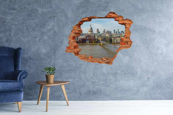 Wandtattoos Loch Blick auf London durch ein Loch in der Wand