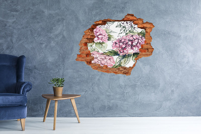 3D Loch Aufkleber Blumenlandschaft durch ein Loch in der Wand