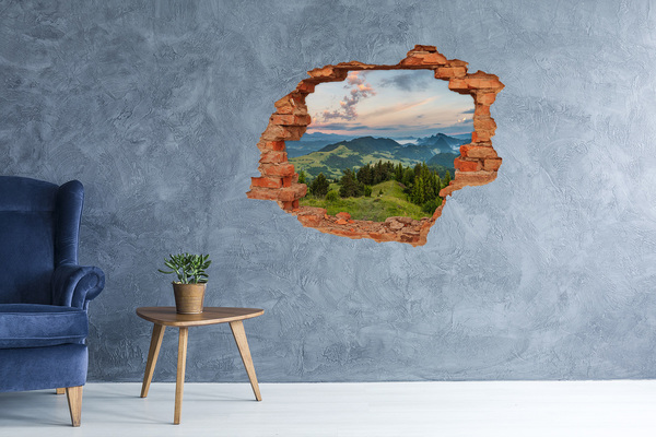 3D Loch Aufkleber Berglandschaft bei Sonnenaufgang