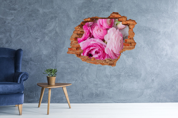 Wandtattoos 3D Optik Loch Blumen in einem Loch in der Wand