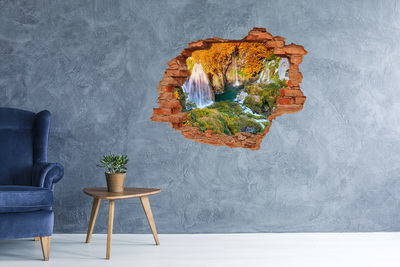 Wandbilder 3D Mauerdurchbruch Wasserfälle in der Herbstlandschaft