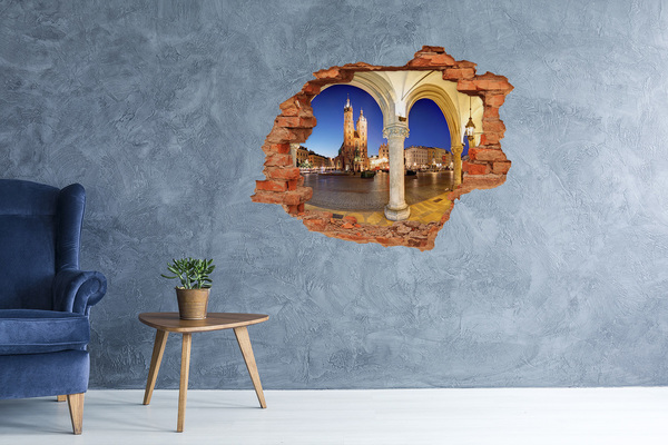 Wandtattoos Loch in der Wand Der Krakauer Hauptmarkt bei Nacht