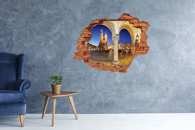 Wandtattoos Loch in der Wand Der Krakauer Hauptmarkt bei Nacht