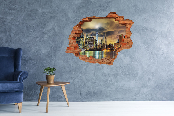Wandtattoos 3D Optik Loch New Yorker Skyline bei Nacht