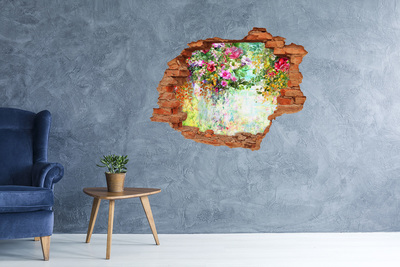 3D Loch Aufkleber Ein Blumenparadies hinter der Mauer