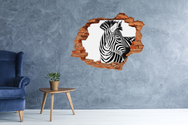Wandtattoos Loch Zebra in einem Loch in der Wand