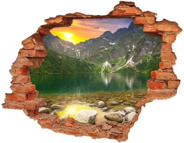 Wandbilder 3D Mauerdurchbruch Berglandschaft am See