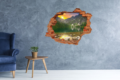 Wandbilder 3D Mauerdurchbruch Berglandschaft am See