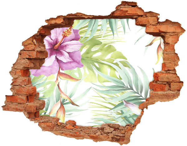 Wandtattoos 3D Optik Loch Tropisches Paradies hinter der Mauer