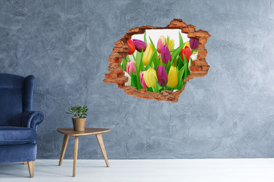 Wandtattoos Loch in der Wand Ein Blumenparadies mit Tulpen
