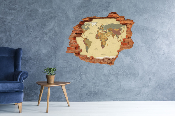 Wandtattoos Loch in der Wand Karte von Afrika im Retro-Stil