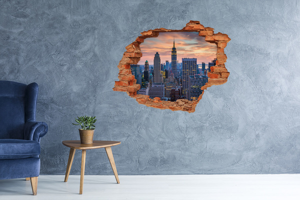 Wandtattoos Loch in der Wand Blick auf New York