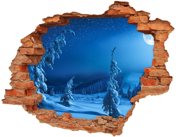 Wandtattoos 3D Optik Loch Winterlandschaft in den Bergen