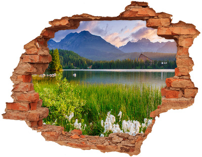Wandtattoos 3D Optik Loch Berglandschaft am See