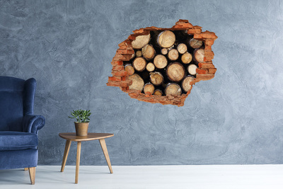 Wandtattoos 3D Optik Loch Holz in einem Loch in der Wand
