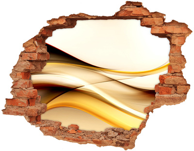 3D Loch Aufkleber Goldene Wellen in einem Loch in der Wand