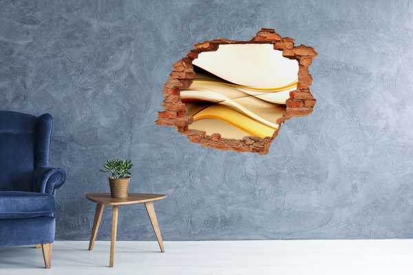 3D Loch Aufkleber Goldene Wellen in einem Loch in der Wand