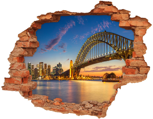 3D Loch Aufkleber Sydney Bridge bei Sonnenuntergang