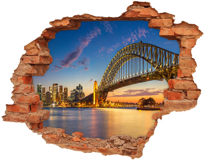 3D Loch Aufkleber Sydney Bridge bei Sonnenuntergang