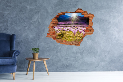 3D Loch Aufkleber Ein Blumenfeld im Sonnenschein