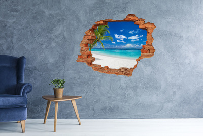 Wandtattoos Loch in der Wand Tropischer Strand mit Palmen