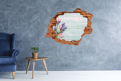 3D Loch Aufkleber Blumenansicht durch die Wand