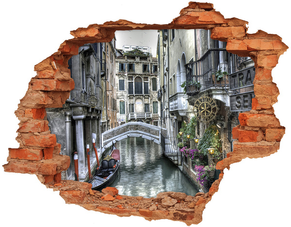 Wandtattoos 3D Optik Loch Venedig im Bild mit einem Kanal