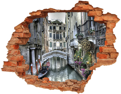Wandtattoos 3D Optik Loch Venedig im Bild mit einem Kanal