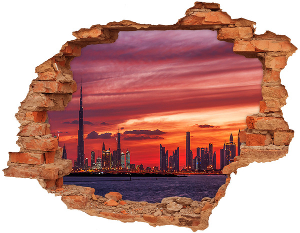3D Loch Aufkleber Sonnenuntergang über Dubai