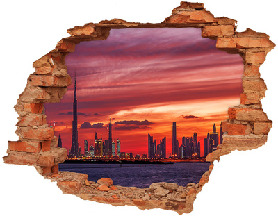 3D Loch Aufkleber Sonnenuntergang über Dubai