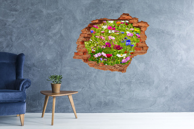 Wandbilder 3D Mauerdurchbruch Ein Blumenparadies hinter der Mauer