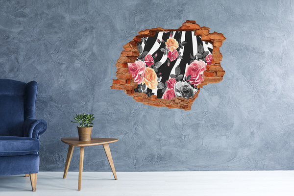 Wandbilder 3D Mauerdurchbruch Blumenaufnahme aus Beton