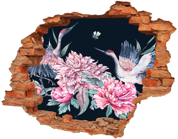 Wandtattoos Loch in der Wand Blumenszene mit Vogel