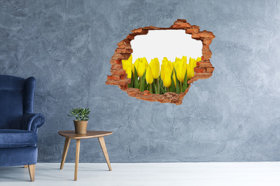 Wandbilder 3D Mauerdurchbruch Tulpen in einem Loch in der Wand
