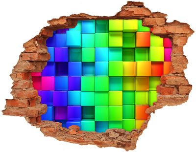 3D Loch Aufkleber Bunte Tetris-Wand