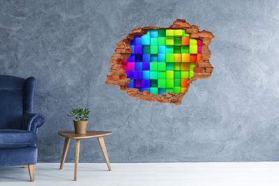 3D Loch Aufkleber Bunte Tetris-Wand