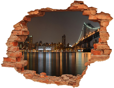 Wandtattoos Loch in der Wand Blick auf New York bei Nacht